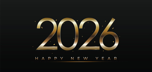 2026 Gold 3d Number for Happy New Year  Elegant Numbers indicating the Date of the New Year. Banner for greeting Card