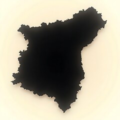Abstract Black Continent Silhouette on Beige Background