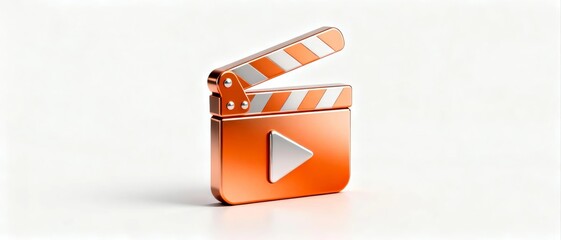 Orange clapboard with play button