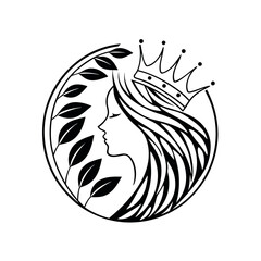 a luxurious golden beauty logo featuring a woman