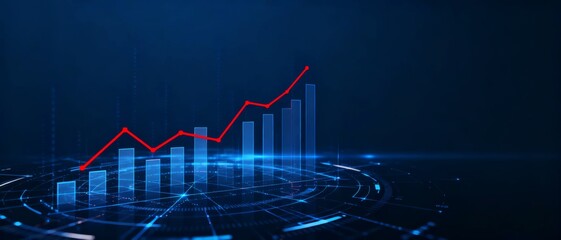 Digital chart with rising trend