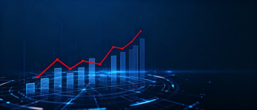 Digital chart with rising trend