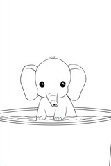 Cute baby elephant in container