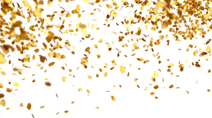 Golden confetti falls gracefully, illuminating a festive atmosphere during a celebration event
