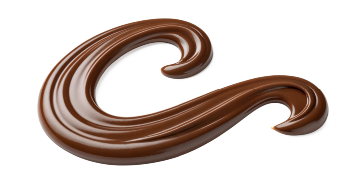 Glossy Melted Chocolate Letter 'C' on Transparent Background
Smooth Swirl of Liquid Chocolate Forming the Letter C