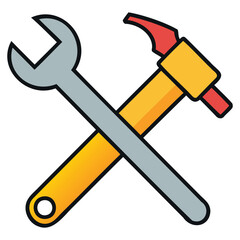 Wrench and Hammer Crossed Icon Illustration