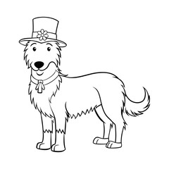 a majestic yet friendly irish wolfhound standing vector line art