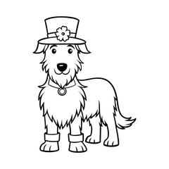 a majestic yet friendly irish wolfhound standing vector line art