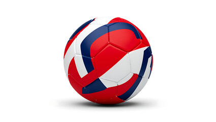 An athletic ball, possibly for soccer or volleyball, with a modern panel design in red, white, and blue.