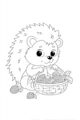 Cartoon hedgehog with raspberries
