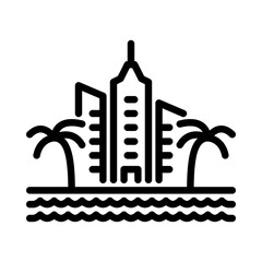 City island outline icon. island city black line illustration.