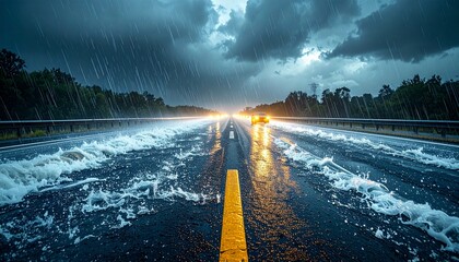 weather conditions are raining on the highway