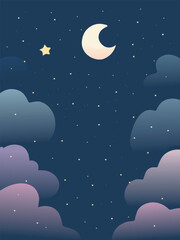Fototapeta premium Moon and Starry Night Sky Background