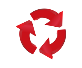 Red rotation arrows symbol for process cycle concept