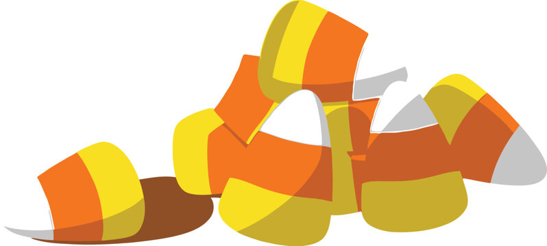 Pile of candy corn on an orange background for halloween treat