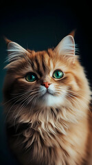 Closeup Portrait Of A Fluffy Orange And Brown Cat