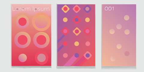 Modern abstract geometric gradient design templates with circles and squares in vibrant colors