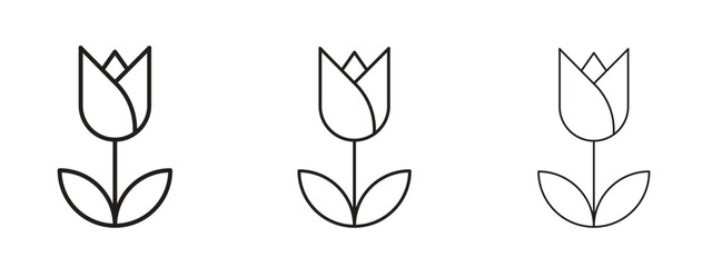 Tulip icon, outline sign, linear symbols