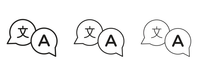 Translation icon, outline sign, linear symbols
