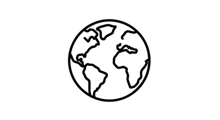 Minimalist Line Art Illustration of the Earth Globe.