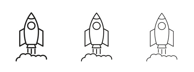 Rocket launch icon, outline sign, linear symbols