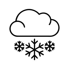 Cloud with falling snowflakes icon. Winter weather symbol. Linear style design element for app, interface, website, collection. Vector icon