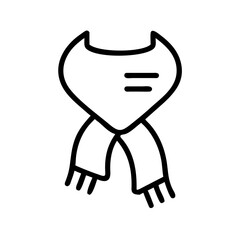 Winter scarf with two tassels icon. Cold weather accessory concept. Outline style vector for app, web design, website, UI, graphic