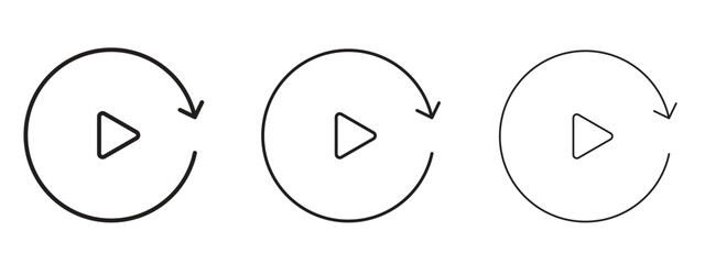 Replay icon, outline sign, linear symbols