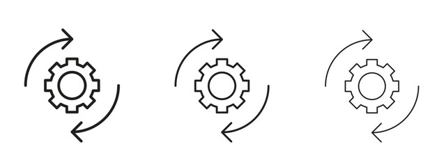 Recovery gear icon, outline sign, linear symbols