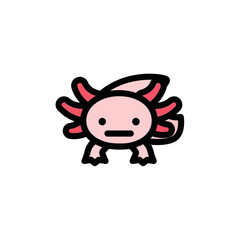 Fototapeta premium Axolotl amphibian poses cutely isolated background drawing illustration