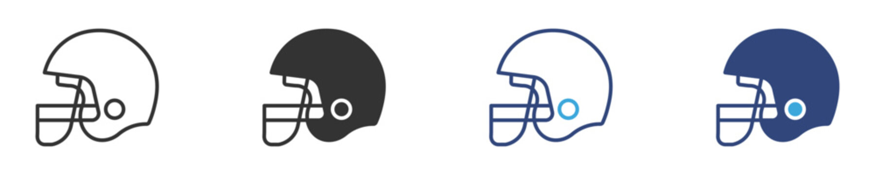 American football helmet icon set, sports safety gear  icon, vector illustration 