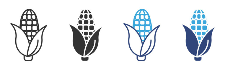 Fresh corn on the cob icon set, Corn cobs elements icon vector illustration