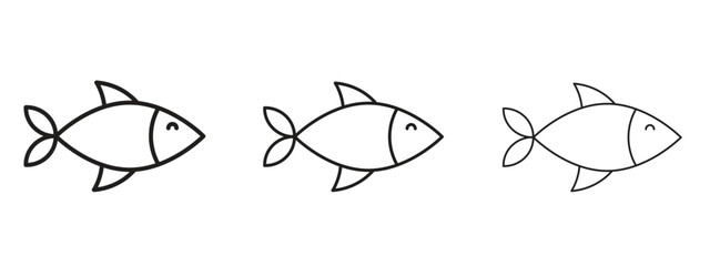 Fish icon, outline sign, linear symbols