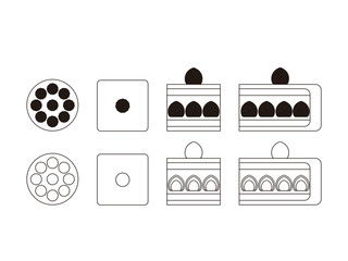 ケーキのアイコンのイラストのセット