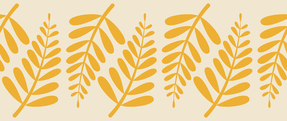Flat seamless illustration. Minimalistic abstract leaf pattern. Modern autumn print on a light background. Ideal for textile design, screensavers, covers, cards, invitations and posters.