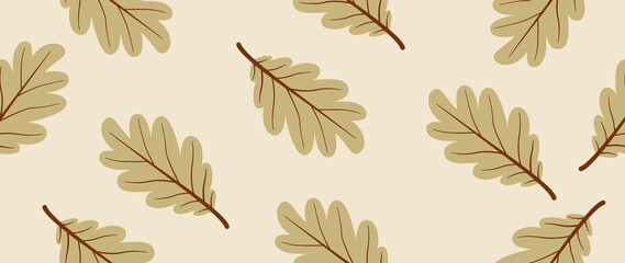 Flat seamless illustration. Minimalistic abstract leaf pattern. Modern autumn print on a light background. Ideal for textile design, screensavers, covers, cards, invitations and posters.