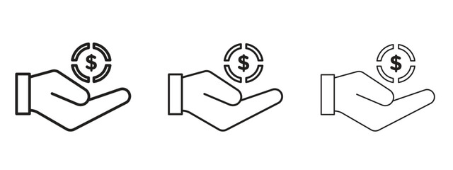 Contribution icon, outline sign, linear symbols