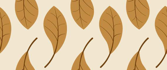 Flat seamless illustration. Minimalistic abstract leaf pattern. Modern autumn print on a light background. Ideal for textile design, screensavers, covers, cards, invitations and posters.