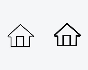 Fototapeta premium Two Simple House Icons: Thin Line and Bold Outline