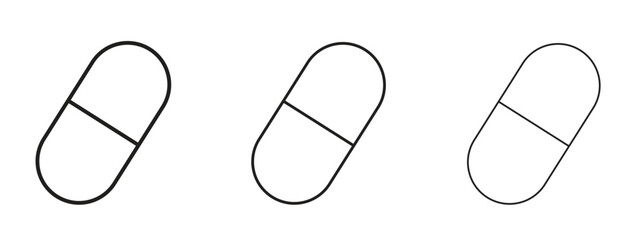 Capsule icon, outline sign, linear symbols