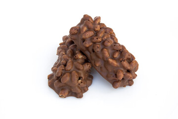 Mini chocolate biscuits isolated on white background