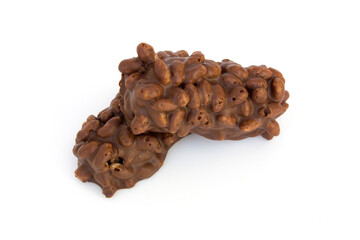 Mini chocolate biscuits isolated on white background