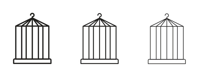 Bird cage icon, outline sign, linear symbols