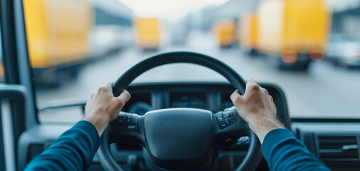 cargo management with delivery software. Augmented reality view of a delivery driver receiving route optimizations through smart logistics software