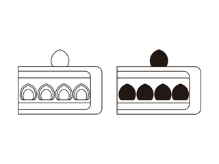 いちごのショートケーキのアイコンのイラストのセット