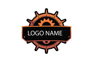 Steampunk Inspired Logo Design with Gears and Industrial Elements Ready for Custom Company or Brand Identity Creation and Marketing Materials