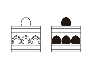 いちごのショートケーキのアイコンのイラストのセット