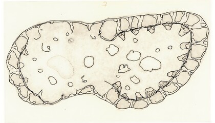 Sketch of Pond with Stone Edges and Spots