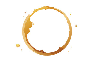 Vector art of, a coffee stain ring illustration, showcasing a circular mark with varying shades of brown and subtle imperfections, adding a realistic touch