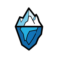 Abstract iceberg floats partly submerged showing contrast depth